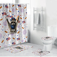USA America Raccoon Hot Dog 250 Years Bathroom Set 4th of July 1776-2026 Patriotic Fireworks