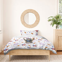 USA America Raccoon Hot Dog 250 Years Bedding Set 4th of July 1776-2026 Patriotic Fireworks