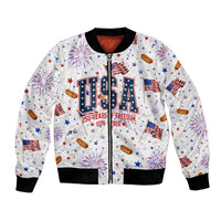 USA America Raccoon Hot Dog 250 Years Bomber Jacket 4th of July 1776-2026 Patriotic Fireworks