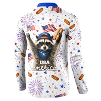 USA America Raccoon Hot Dog 250 Years Button Sweatshirt 4th of July 1776-2026 Patriotic Fireworks