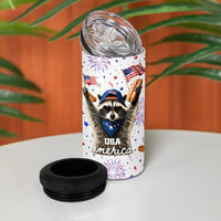 USA America Raccoon Hot Dog 250 Years 4 in 1 Can Cooler Tumbler 4th of July 1776-2026 Patriotic Fireworks