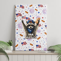 USA America Raccoon Hot Dog 250 Years Canvas Wall Art 4th of July 1776-2026 Patriotic Fireworks