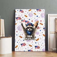 USA America Raccoon Hot Dog 250 Years Canvas Wall Art 4th of July 1776-2026 Patriotic Fireworks