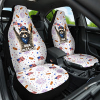 USA America Raccoon Hot Dog 250 Years Car Seat Cover 4th of July 1776-2026 Patriotic Fireworks
