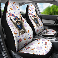 USA America Raccoon Hot Dog 250 Years Car Seat Cover 4th of July 1776-2026 Patriotic Fireworks