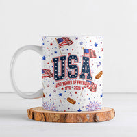 USA America Raccoon Hot Dog 250 Years Ceramic Mug 4th of July 1776-2026 Patriotic Fireworks