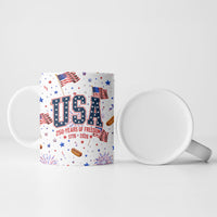 USA America Raccoon Hot Dog 250 Years Ceramic Mug 4th of July 1776-2026 Patriotic Fireworks