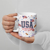 USA America Raccoon Hot Dog 250 Years Ceramic Mug 4th of July 1776-2026 Patriotic Fireworks