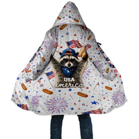 USA America Raccoon Hot Dog 250 Years Cloak 4th of July 1776-2026 Patriotic Fireworks