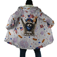 USA America Raccoon Hot Dog 250 Years Cloak 4th of July 1776-2026 Patriotic Fireworks