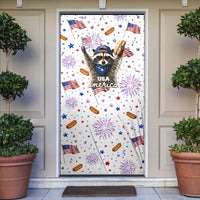 USA America Raccoon Hot Dog 250 Years Door Cover 4th of July 1776-2026 Patriotic Fireworks