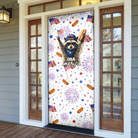 USA America Raccoon Hot Dog 250 Years Door Cover 4th of July 1776-2026 Patriotic Fireworks