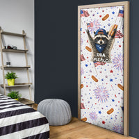 USA America Raccoon Hot Dog 250 Years Door Cover 4th of July 1776-2026 Patriotic Fireworks