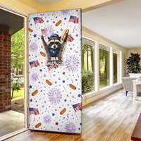 USA America Raccoon Hot Dog 250 Years Door Cover 4th of July 1776-2026 Patriotic Fireworks