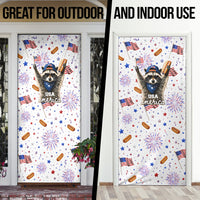 USA America Raccoon Hot Dog 250 Years Door Cover 4th of July 1776-2026 Patriotic Fireworks
