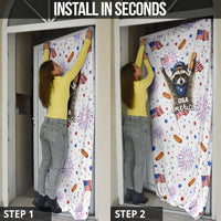 USA America Raccoon Hot Dog 250 Years Door Cover 4th of July 1776-2026 Patriotic Fireworks