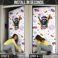 USA America Raccoon Hot Dog 250 Years Door Cover 4th of July 1776-2026 Patriotic Fireworks