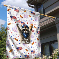 USA America Raccoon Hot Dog 250 Years Garden Flag 4th of July 1776-2026 Patriotic Fireworks