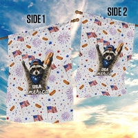 USA America Raccoon Hot Dog 250 Years Garden Flag 4th of July 1776-2026 Patriotic Fireworks