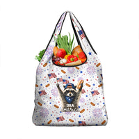 USA America Raccoon Hot Dog 250 Years Grocery Bag 4th of July 1776-2026 Patriotic Fireworks