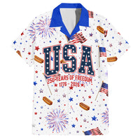 USA America Raccoon Hot Dog 250 Years Hawaiian Shirt 4th of July 1776-2026 Patriotic Fireworks