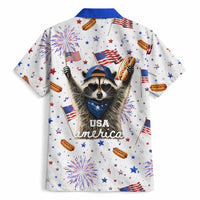 USA America Raccoon Hot Dog 250 Years Hawaiian Shirt 4th of July 1776-2026 Patriotic Fireworks