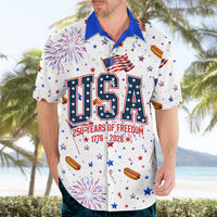 USA America Raccoon Hot Dog 250 Years Hawaiian Shirt 4th of July 1776-2026 Patriotic Fireworks