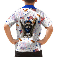 USA America Raccoon Hot Dog 250 Years Hawaiian Shirt 4th of July 1776-2026 Patriotic Fireworks