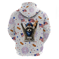 USA America Raccoon Hot Dog 250 Years Hoodie 4th of July 1776-2026 Patriotic Fireworks