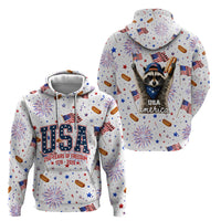 USA America Raccoon Hot Dog 250 Years Hoodie 4th of July 1776-2026 Patriotic Fireworks