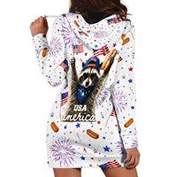 USA America Raccoon Hot Dog 250 Years Hoodie Dress 4th of July 1776-2026 Patriotic Fireworks