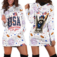 USA America Raccoon Hot Dog 250 Years Hoodie Dress 4th of July 1776-2026 Patriotic Fireworks
