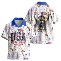 USA America Raccoon Hot Dog 250 Years Kid Hawaiian Shirt 4th of July 1776-2026 Patriotic Fireworks TS04
