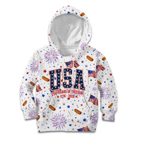 USA America Raccoon Hot Dog 250 Years Kid Hoodie 4th of July 1776-2026 Patriotic Fireworks