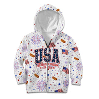 USA America Raccoon Hot Dog 250 Years Kid Hoodie 4th of July 1776-2026 Patriotic Fireworks
