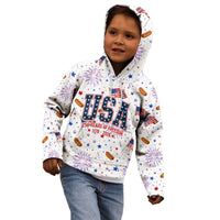 USA America Raccoon Hot Dog 250 Years Kid Hoodie 4th of July 1776-2026 Patriotic Fireworks