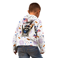 USA America Raccoon Hot Dog 250 Years Kid Hoodie 4th of July 1776-2026 Patriotic Fireworks