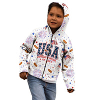 USA America Raccoon Hot Dog 250 Years Kid Hoodie 4th of July 1776-2026 Patriotic Fireworks