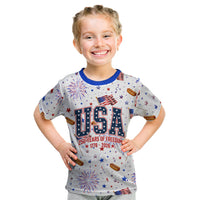 USA America Raccoon Hot Dog 250 Years Kid T Shirt 4th of July 1776-2026 Patriotic Fireworks