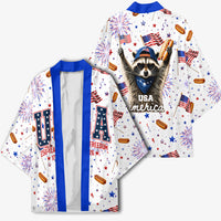 USA America Raccoon Hot Dog 250 Years Kimono 4th of July 1776-2026 Patriotic Fireworks