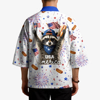 USA America Raccoon Hot Dog 250 Years Kimono 4th of July 1776-2026 Patriotic Fireworks