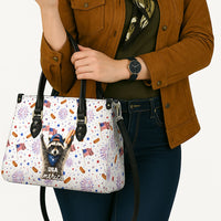USA America Raccoon Hot Dog 250 Years Leather Bag 4th of July 1776-2026 Patriotic Fireworks