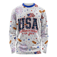 USA America Raccoon Hot Dog 250 Years Long Sleeve Shirt 4th of July 1776-2026 Patriotic Fireworks