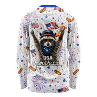 USA America Raccoon Hot Dog 250 Years Long Sleeve Shirt 4th of July 1776-2026 Patriotic Fireworks