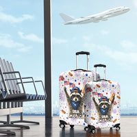 USA America Raccoon Hot Dog 250 Years Luggage Cover 4th of July 1776-2026 Patriotic Fireworks
