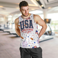 USA America Raccoon Hot Dog 250 Years Men Tank Top 4th of July 1776-2026 Patriotic Fireworks