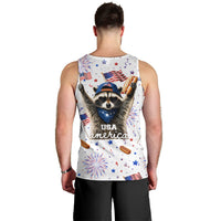USA America Raccoon Hot Dog 250 Years Men Tank Top 4th of July 1776-2026 Patriotic Fireworks