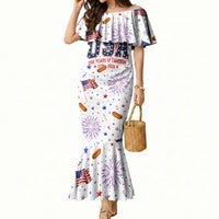 USA America Raccoon Hot Dog 250 Years Mermaid Dress 4th of July 1776-2026 Patriotic Fireworks