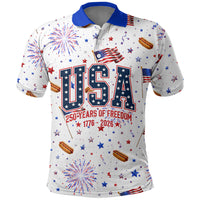 USA America Raccoon Hot Dog 250 Years Polo Shirt 4th of July 1776-2026 Patriotic Fireworks