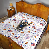 USA America Raccoon Hot Dog 250 Years Quilt 4th of July 1776-2026 Patriotic Fireworks
